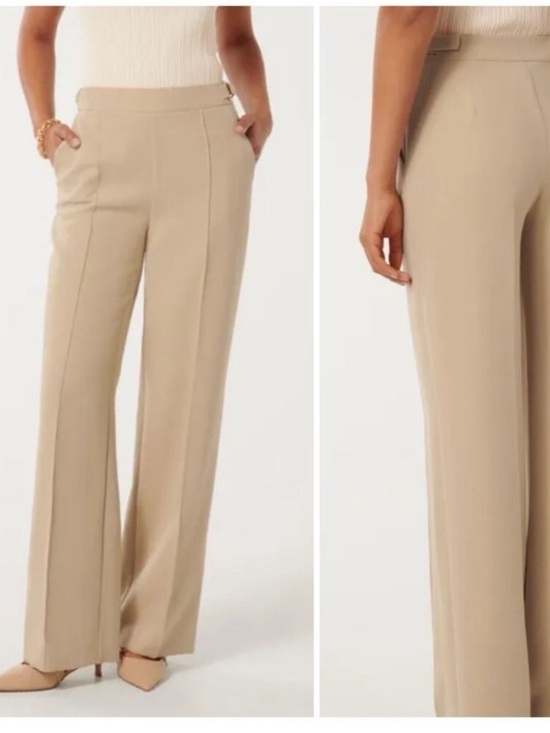 Ever New Pants - Ever New Melbourne Mila D-Ring Beige Wide-Leg Women's Pants